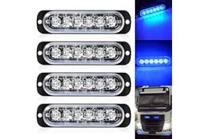 DEFVNSY - Paquete de 4-6 luces estroboscópicas LED para coche, barra de luz de advertencia, vehículo, LED de emergencia, coche, camión, luz de advertencia, luz de tráfico azul, 12 V-24 V DC
