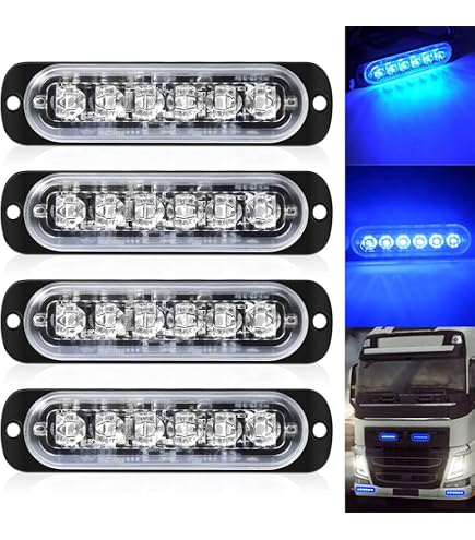 Feux LED Stroboscopiques Bleus RIGIDON 12V/24V - Lot De 2, IP67, Pour 4x4, Remorque, Bateau, Sécurité
