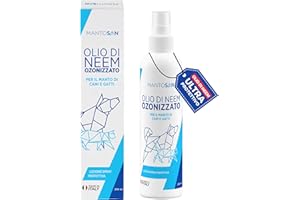 Mantosan Olio di Neem Ozonizzato per Cani e Gatti 250ml Spray Ultra Protettivo Sgradito a Zecche Pulci Zanzare Insetti Azione Naturale abbinabile a Antiparassitario Repellente Antizecche Antipulci