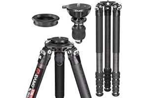 EVUMO Professional Carbon Fiber Tripod 165cm, 40mm Tube, 10x Carbon Fibre Heavy Duty Video Tripod With 75mm Leveling Half Bowl Adapter, Camera Tripods For DSLR Camcorder Photography, Max Load 40kg