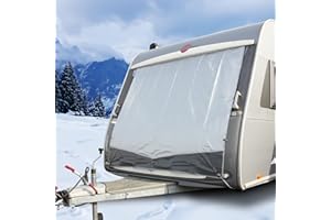 ‎YOUR GEAR your GEAR Wohnwagen Abdeckung Winterfest – Thermo Bugschutzplane mit Aluminium, Caravan Schutzdach, wasserdichte Abdeckplane für Front und Heck, UV & Hagelschutz 200x160cm - grau