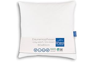 LINEA by böhmerwald - cosy - 3 Kammer-Kopfkissen weich, 80 x 80, Innen:100% Federn, Äußere Kammern:90% Daune/10% Feder, Allergiker geeignet, waschbar bis 60°C, in Deutschland produziert