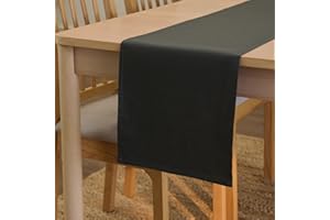 ENCASA XO Encasa Camino de Mesa Tamaño 32x150 cm | Tela de Lona de Algodón | Color Sólido Gris carbón | Lavable a Máquina y Duradero