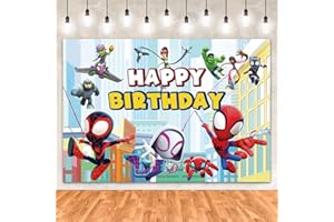 WIRHAUT Spidey and His Amazing Friends Birthday Party Backdrop, Spidey Party Supplies Background Photography, Photo Backdrop Decorations Happy Birthday Banner Party Decorations for Kids (5x3ft)
