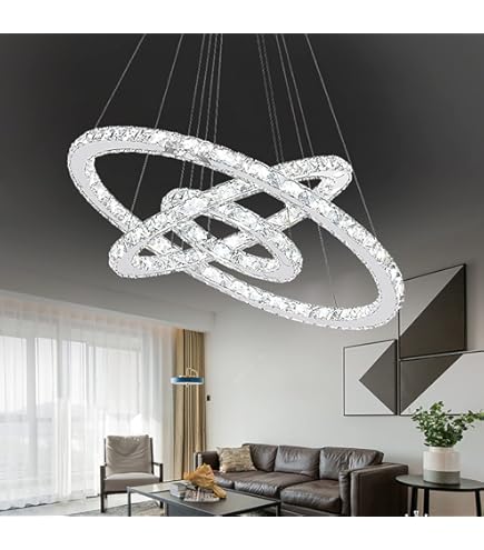 YRHome 48W LED kristal design dimbare hanglamp plafondlamp creatieve kroonluchter hanglamp hanglamp twee ringen kroonluchter kroonluchter