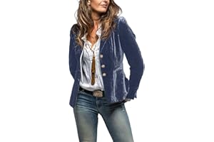 Kyzoeyou Women's Velvet Blazer Suit Casual Long Sleeve Jacket Classic Notched Collar Workwear Three Button Closure Office Formal Suits