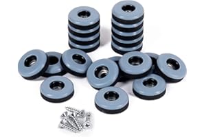 GINOYA Teflon Furniture Sliders, 20pcs 25mm Furniture Glides with Screws for Easy Moving on Carpet Hardwood Tile (Grayish Blue)