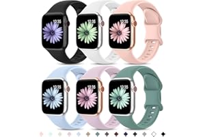 Higgs 6 Pack Sport Straps Compatible with Apple Watch Straps 11 10 42mm 38mm 40mm 41mm Women Men, Soft Silicone Strap Replacement Watchbands for iWatch Series 9 8 7 6 5 4 SE Ultra 3 2 1