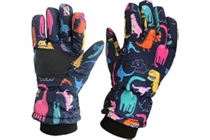 ALLENCE Gants de Ski pour Enfants, -40℃ l'hiver Gants Épais et Chauds pour Garçon Fille 4-12 Ans, Antidérapant Neige Gants Imperméable Coupe-Vent pour Patinage Snowboard Motoneige