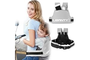 LIBRNTY Cintura di Sicurezza per Moto per Bambini,Prova di Caduta Imbracatura di Sicurezza per Bambini,Regolabile Confortevole Cintura di Protezione,Design a Strisce Riflettenti,Adatto per 2-13 Anni