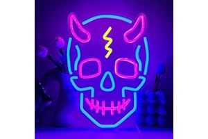 YUEYYNS Crâne Neon Sign Halloween Enseigne Lumineuse Décoration Néon Lumières Crâne LED Signe USB Enseigne au Néon pour Chambre Magasin Bar Partie Décoration Halloween Murale