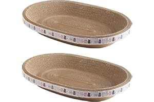 ceasnitis Cat Scratcher Cardboard, Oval Wavy Cat Scratcher Cardboard Bowl, Durable Scratching Pad Lounge Cat Scratching Board Indoor for Furniture Protection, S/2pcs