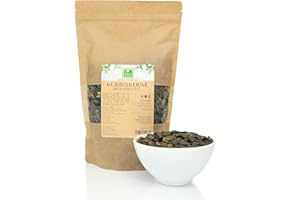 ‎GREEN ESSENCE Kürbiskerne geschält von der Grünen Essenz - dunkelgrün - Kürbissamen ohne Schale naturbelassen und ungeröstet - Kerne ohne Salz - für Salate oder als Snack - vegan (1000.00, Gramm)