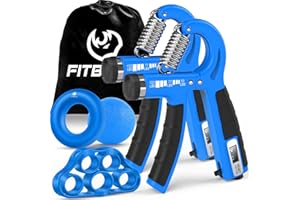 FitBeast Kit de entrenamiento de mano - Fortalecedor ajustable del antebrazo con contadores y ejercitador de dedos - 5 Pack, Azul Celeste