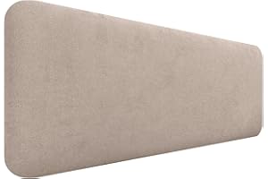 DHOME Cabecero Tapizado Liso Redondeado Tela Aqualine para Pared Acústicos Cabeceros Absorbentes Cabezal Cama Dormitorio (Beige, 160cm)