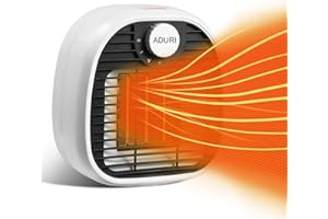ADURI Fan Heater, Portable Electric Heater Fan, Mini Ceramic 1000W Fast Heating & 3 Heat Settings, Silent Personal Space for Home, Office, Bedroom, Overheat Tip-over Protection, White