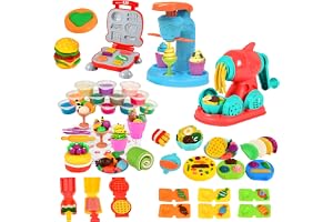 YATOSEEN 3-i-1 knådande play Doh Set, maskin för beredning av glass, pasta och hamburgare, kreativ mat leksak för köket, lerl