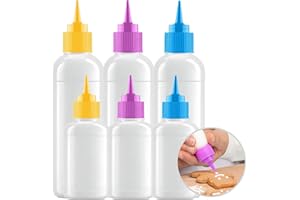 CukkiCakes Flacon Doseur 30ml et 60ml Lot de 6 Pcs Seringue Embout Adaptable Écrire Décorer Pâtisserie Noël, Glacage Royal