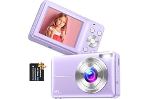 NSOELA Digital Camera, Vlogging Camera Rechargeable Portable Mini Cameras FHD 1080P 44MP Compact Cameras with 16X Digital Zoom, with 1 Battery for Teens,Kids,Beginners（Purple）