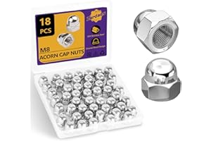 ZERDANS 18 Pcs M8(8mm) Dome Cap Nut, Metric Hex Dome Cap Nuts 304 Stainless Steel, Acorn Thread Hex Cap Head for Indoor Outdoor Motorcycle Bicycles Furniture Kit
