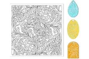 ‎CHGCRAFT CHGCRAFT Polymer Ton Texturblätter Retro Blumenmuster Silikon Textur Stempel Transparenter Ton Silikon Texturblätter Polymer Ton Textur Silikonmatte Für Die Herstellung von Ohrringen Und Schmuck