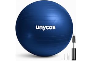 unycos - Pelota de Pilates, Gimnasia, Yoga, Fitness y Embarazo, Fitball Antideslizante y Anti-Burst【55cm/65cm/75cm】de PVC Extra Grueso, Resistencia de 300 kg, Incluye Hinchador