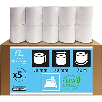 Lot De 10 Bobines Tickets De Caisse Exacompta 44mm X 70mm - Thermique 55g Sans BPA - Fabrication Française