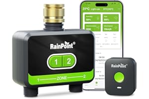 ‎RAINPOINT RAINPOINT Bewässerungscomputer WLAN 2 Ausgänge, Messingeinlass, Automatische Garten Bewässerungsuhr mit App/Sprachsteuerung, WLAN Bewässerungssystem für Gewächshaus Garten