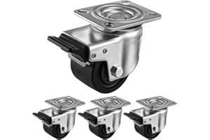 Humagineer 70mm Schwerlastrollen Flach mit Bremse, Tragfähigkeit 2000KG, Extra Breite Reifen 360Grad Industrie-Rollen, Geeignet für jeden Boden, Langlebige Nylon-Rollen für Ausrüstung,Maschinen,4 Pack