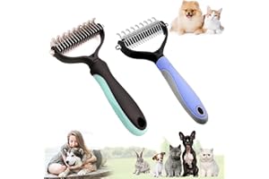 AOMAIGAD 2 Pezzi Spazzola per Cani e Gatti a Pelo Lungo,Spazzola Cani & Gatti,Toelettatura Rastrello Animali Pettine, Pettine acciaio cane，Spazzola Nodi Cani Doppio Faccia Professionale Pettini a Rastrello (A)