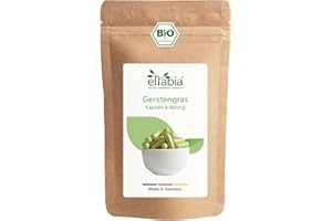 ELTABIA Bio Gerstengras Kapseln 100 Stück | Hochdosiert 1080mg Tagesdosis | Gerstengraspulver aus deutschem Anbau | 100% rein ohne Zusätze (DE-ÖKO-007) | Vegan und ideal für unterwegs