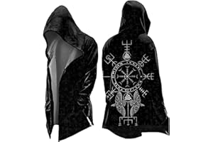 Generisch Ropa medieval para hombre, disfraz de vikingo, sudadera con capucha Odin Mythos, chaqueta otoño-invierno, sudadera escandinavia, capa, gótica, chaqueta para el tiempo libre, para cosplay