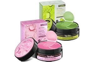 HUMSUBY 2 Stück Kollagen Hydrogel Anti Aging Augenmaske, 60 Pcs feuchtigkeitsspendende Augenpad-Maske, Gegen Augenringe, Falten, dunkle Ringe und Tränensäcke, 30 Paar Hyaluronsäure Augenpads, Rosa + Grün