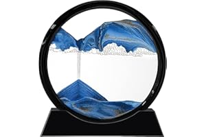 AmkWood Sandbilder Zum Drehen, 3D Sandscape, Bewegende Sandkunst für Büro, Wohnzimmer, Schreibtisch, Erwachsene, Kinder (Blau, 7")