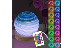 YATOSEEN Luz Noche Bola de Cristal del Planeta 3D, Luz de Estado de Ánimo Aurora LED de 16 Colores Lámpara de mesa Adorno de Astronomía con Mando a Distancia, Regalos Geniales para Niños Adultos