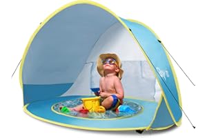 Glymnis Tente de plage pour bébé avec protection UV UPF 50+ Sun Shade Shelter pour bébé 0-3 ans