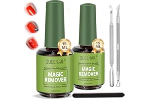 CHARMCHIC Lot de 2 Pièces Dissolvant Vernis Semi Permanent, 15ml Produit pour Enlever Le Semi Permanent, Gel Nail Polish Remover avec Lime a Ongles et Nail Cuticle, Vernis Remover 3-5 Minutes