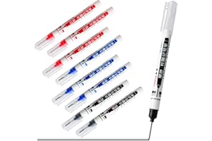 YFPOPONE 9 sztuk markerów z głębokimi otworami, końcówka 20 mm, rysik na plac budowy, markery dziurkowe 13,5 cm, czarny/niebieski/czerwony marker dla stolarzy, metalowy marker z długą końcówką do