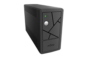 NJOY Keen 600 Gruppo di Continuità 600VA 360 Watt, Line Interactive, UPS per Computer PC e Modem, AVR, 2 Uscite Schuko, 1 Batteria 12V-7Ah - Garanzia 3 Anni