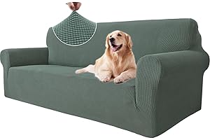 ‎YSTYLE Ystyle Sofa überzug 3 Sitzer Mit Armlehne, Stretch Sofabezug rutschfest, Modern Sofa Cover Für Hunde Haustiere, Atmungsaktiv Couch überzug Mit Elastic Bottom, Hellgrün