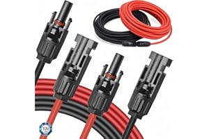 Rhein Beleuchtung Solarkabel 6mm2 10m, Solar Verlängerung, Pv Kabel mit Solarstecker, Solar Adapter, Photovoltaik Solarkabel Rot + Schwarz, für Balkonkraftwerk, Solarpanel, RV (2X6 mm² 10m)