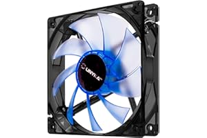 UNYKAch Ventilador Ordenador de 120 mm, Silencioso, con Luces Led en Color Azul, 1200 RPM, Conexión de 3 Pines, 9 Aspas