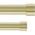 Umbra Cappa 1” Adjustable Double Curtain Rod for Windows – 36 to 66” Drapery Rod, Brass