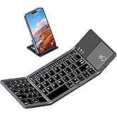 ROCK&ROWN Katlanabilir Bluetooth Klavye, Rock & Rown Cep Boyutunda Taşınabilir Kablosuz Klavye Touchpad ile Mac OS, Android, 