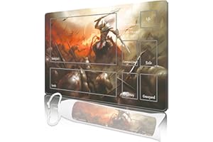 Nkddert MTG Playmat, Playmats for MTG TCG 24" x 14" Stitched Edges Play Mat with Free Storage Bag for Cards Game Play Waterproof Battle Board Game Soldier MTG Playmat with Zones