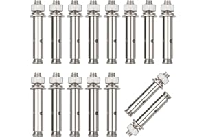 Iyowei 15 Pièces Vis d'Expansion Inoxydable 304 Boulon d'Expansion en Acier Inoxydable Cheville à Béton Charge Lourd Devoir Ancrage, Outils pour la Construction Murale, M8*60mm