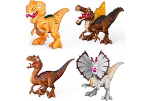 GizmoVine Dinosauri per Bambini, Dinosauro Giocattolo, 4 Pezzi Costruito a Mano DIY Assemblare Costruzione Set, Giunti Mobili, Educativo Interattiva, Gomma Modello Gioco Regali 2 3 4 5 6 anni