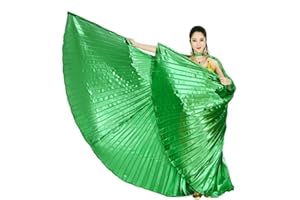 Wuchieal Öffnung Bauchtanz Isis Flügel Dancing Kostüm mit Stöcke Tasche