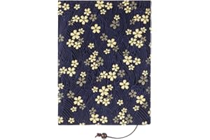 OPERITACX Handmade Floral Cloth Book Cover A5 Stylish Book Sleeve Protector for Hardcover and Paperback Reusable and Washable Pouch in Blue for Journals and Diaries