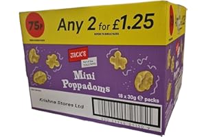 GENERIC Jack's Mini Poppadoms 18 bags - 30g each Exclusively sold by Krishna Stores Ltd